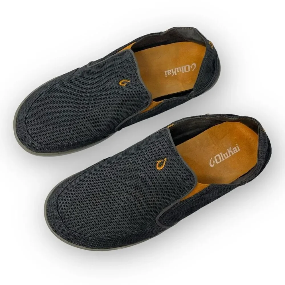 OluKai Nohea Dark Shadow Gray Mesh Slip On Loafers Men’s Size 10